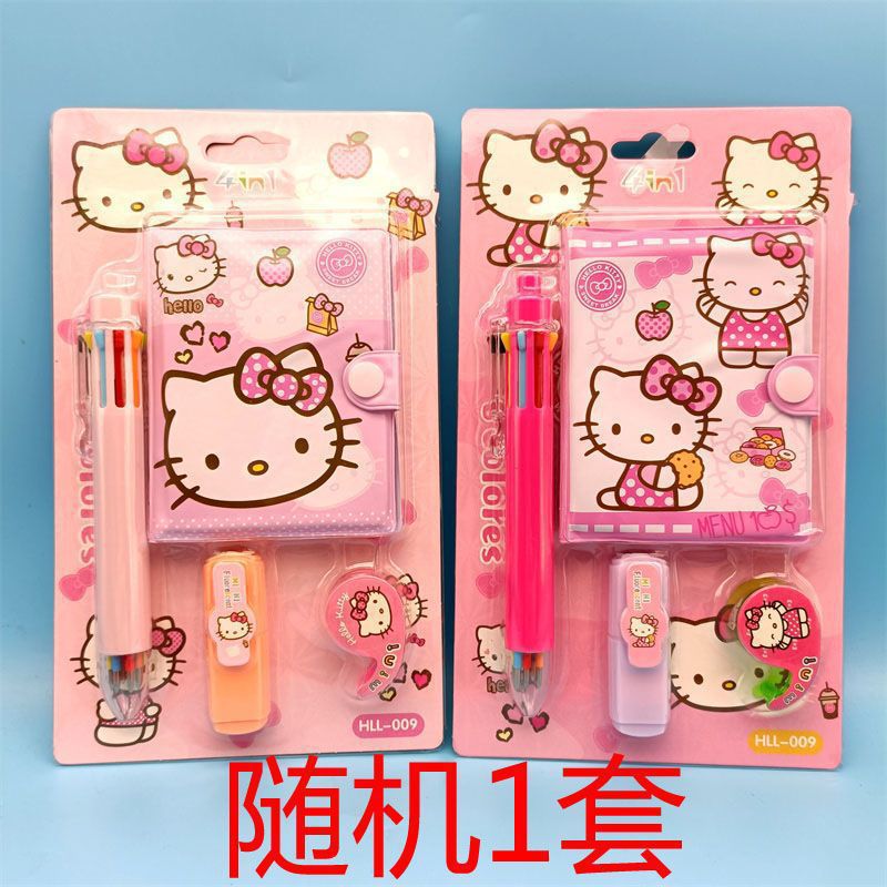 Hot-Selling Demon Slayer Girl Group Mini Ballpoint Pen Journal Set Creative Highlighter and Washi Tape Combo Stationery Set