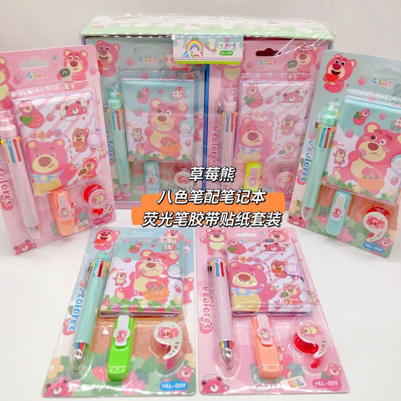 Hot-Selling Demon Slayer Girl Group Mini Ballpoint Pen Journal Set Creative Highlighter and Washi Tape Combo Stationery Set