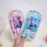 Hot-Selling Demon Slayer Girl Group Mini Ballpoint Pen Journal Set Creative Highlighter and Washi Tape Combo Stationery Set