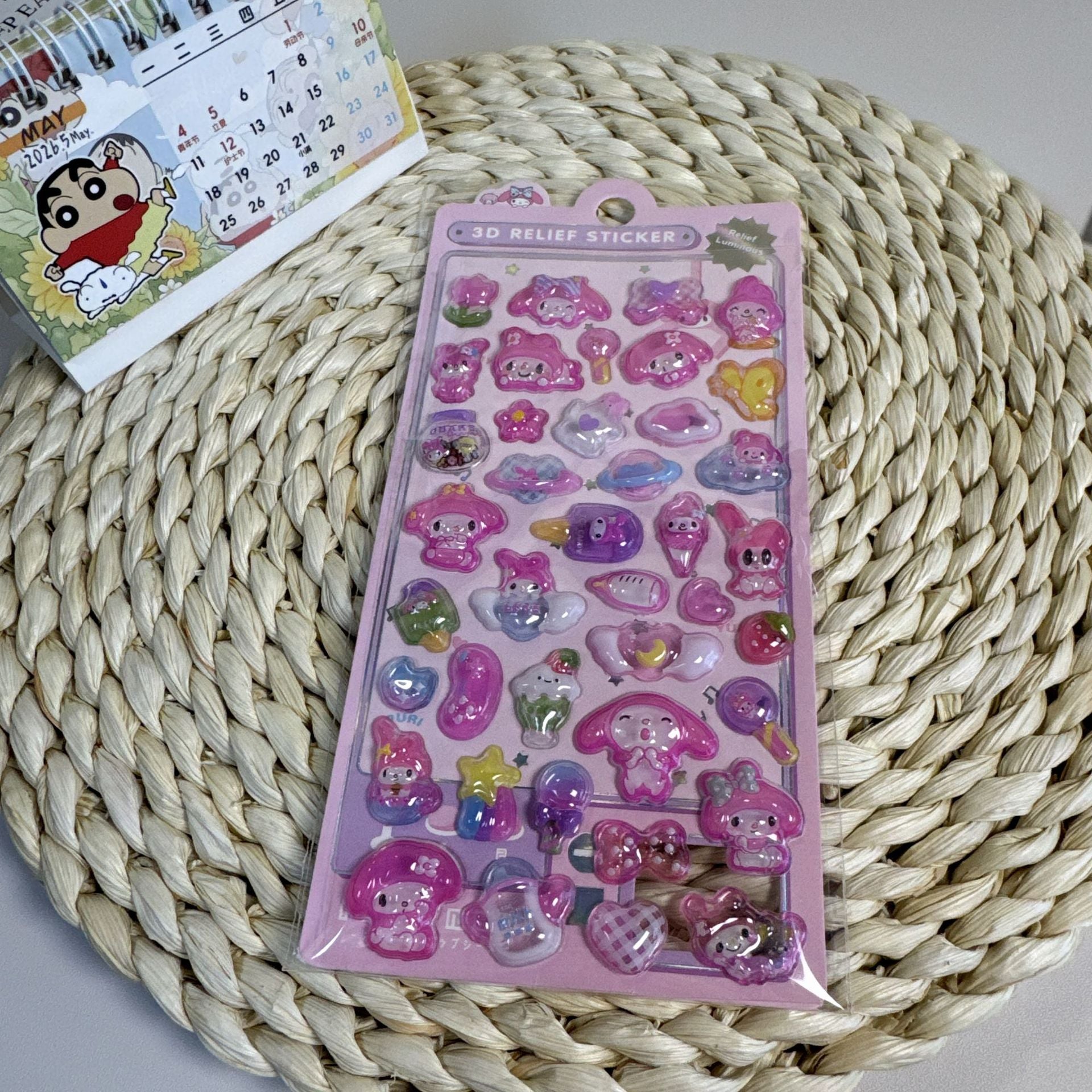 3D Stereo Embossed Luminous Stickers for Girls and Kidsren's Handbags DIY Decorations Small Patterns Cartoon Cute and Fun