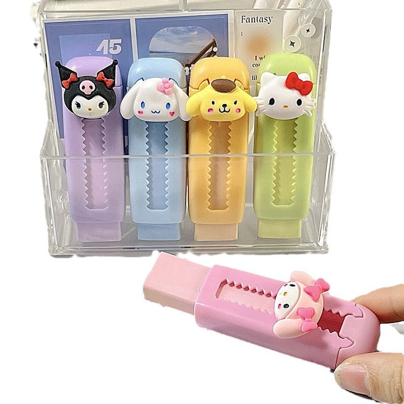 Cartoon Cute Push-Pull Retractable Eraser for Students, Clean Debris, Ultra-Clean, New Durable School Supplies, Easy to Erase