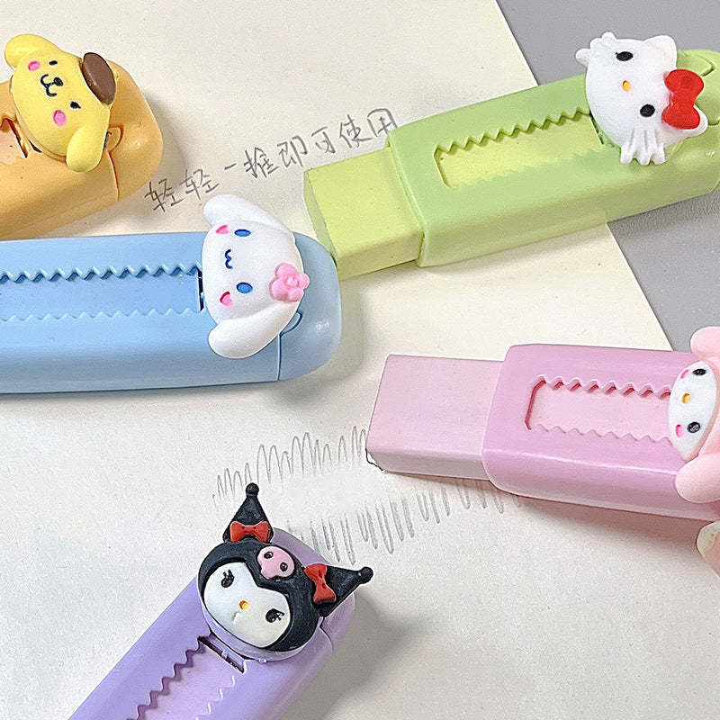 Cartoon Cute Push-Pull Retractable Eraser for Students, Clean Debris, Ultra-Clean, New Durable School Supplies, Easy to Erase