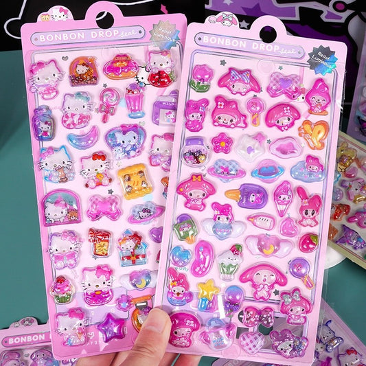 3D Stereo Embossed Luminous Stickers for Girls and Kidsren's Handbags DIY Decorations Small Patterns Cartoon Cute and Fun