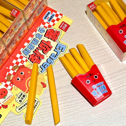 8622 realistic French fries shape sharing eraser suit cute eraser clean seamless no crumbs stationery