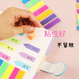 Pet Transparent Sticky Note Fluorescent Color Bar Index Sticker Student Self-Adhesive Waterproof Arrow Classification Label Sticker Wholesale