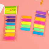 Pet Transparent Sticky Note Fluorescent Color Bar Index Sticker Student Self-Adhesive Waterproof Arrow Classification Label Sticker Wholesale