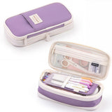 Cross-Border Retractable Kokuyo Pencil Case for Elementary School Students, Large Capacity Macaron Color-Blocking Pencil Box, High-Value Simple Stationery Box