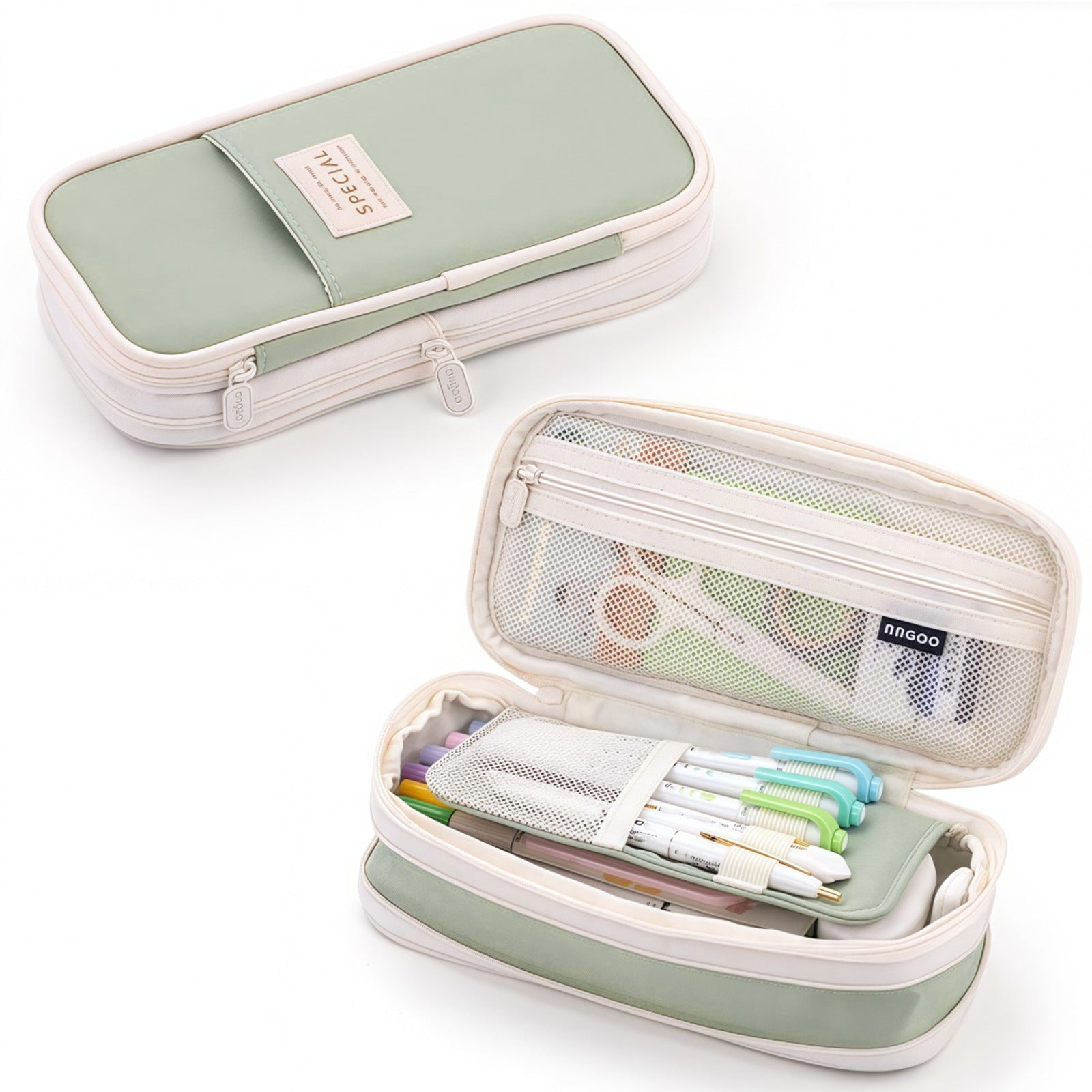Cross-Border Retractable Kokuyo Pencil Case for Elementary School Students, Large Capacity Macaron Color-Blocking Pencil Box, High-Value Simple Stationery Box