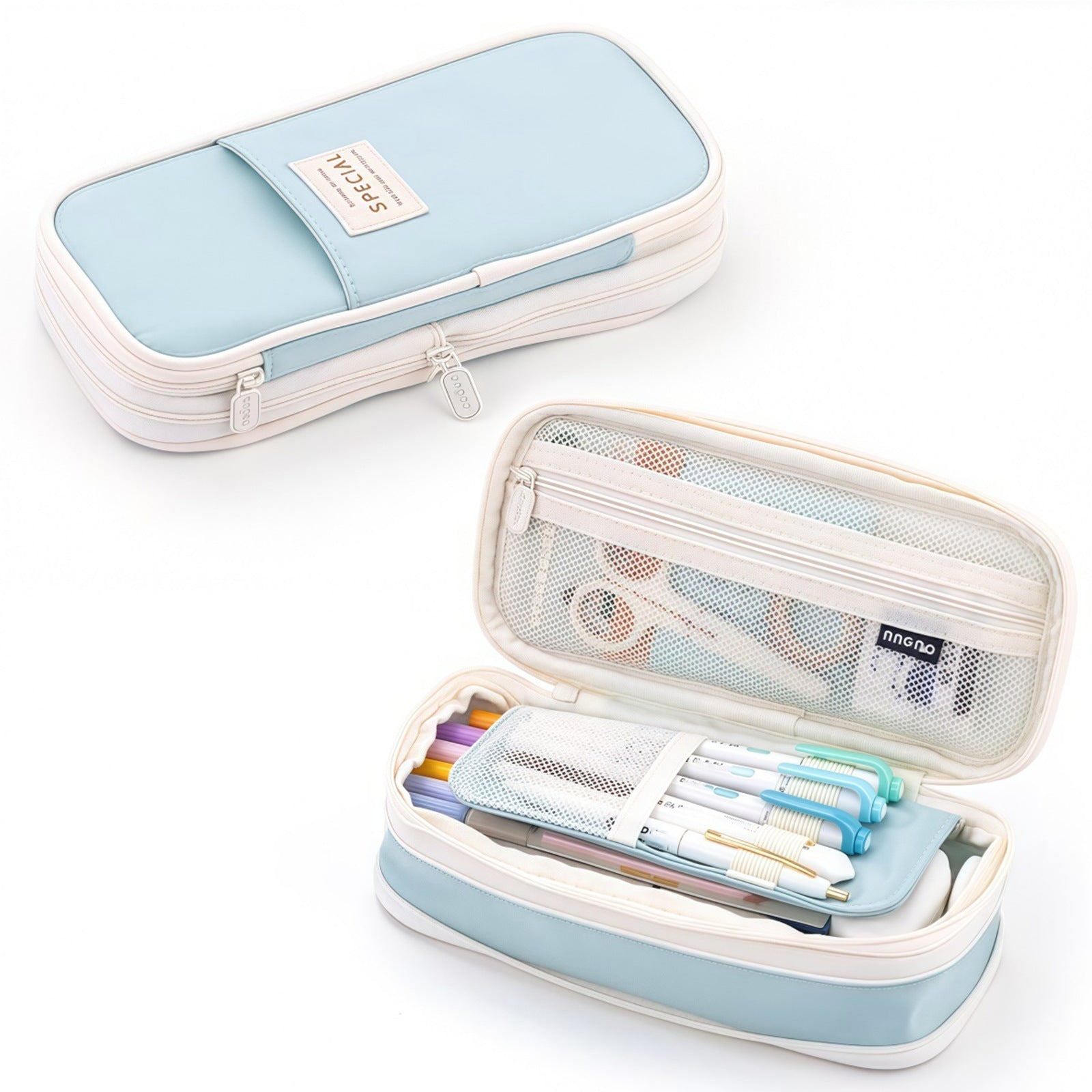 Cross-Border Retractable Kokuyo Pencil Case for Elementary School Students, Large Capacity Macaron Color-Blocking Pencil Box, High-Value Simple Stationery Box