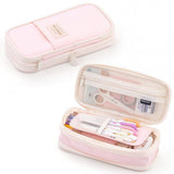Cross-Border Retractable Kokuyo Pencil Case for Elementary School Students, Large Capacity Macaron Color-Blocking Pencil Box, High-Value Simple Stationery Box