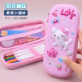 3D Stereo Pencil Case for Primary School Students, High-End, Cute, Milky Pencil Case, Large Capacity, Stain-Resistant School Pencil Case