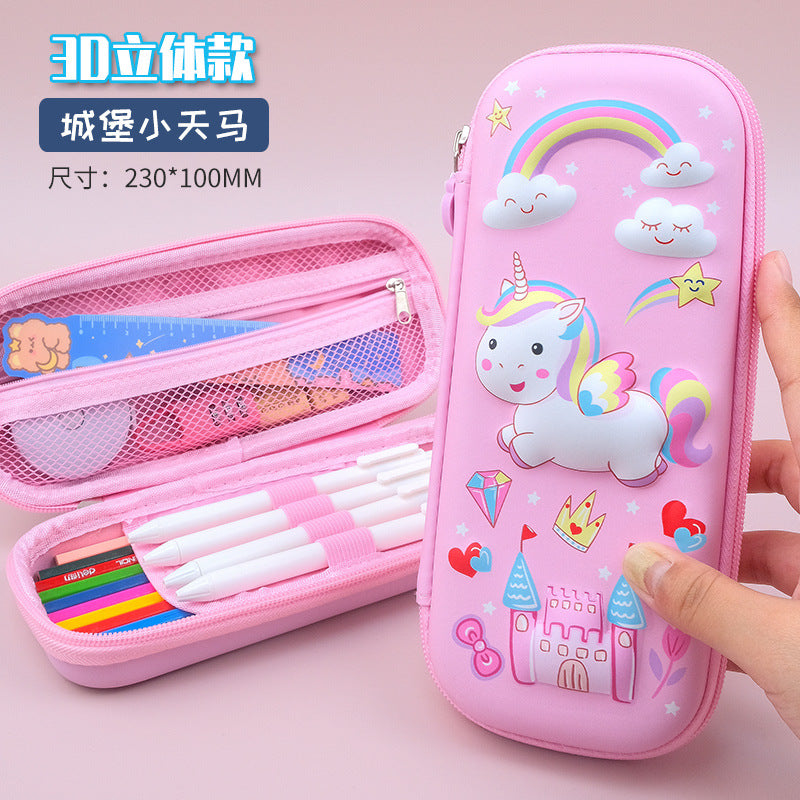 3D Stereo Pencil Case for Primary School Students, High-End, Cute, Milky Pencil Case, Large Capacity, Stain-Resistant School Pencil Case