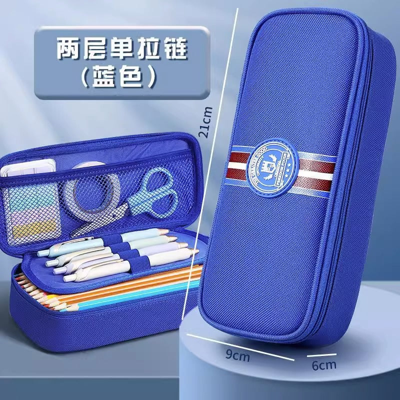 Deli Pencil Bag Boys Pupil Stationery Box 2023 New Pencil Case Large Capacity British Style College Stationery Bag