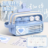 Super Popular Boys and Girls Large-Capacity Junior High School Students and Primary School Students Pencil Stationery Box Transparent Stationery Bag Ins Style Pencil Bag