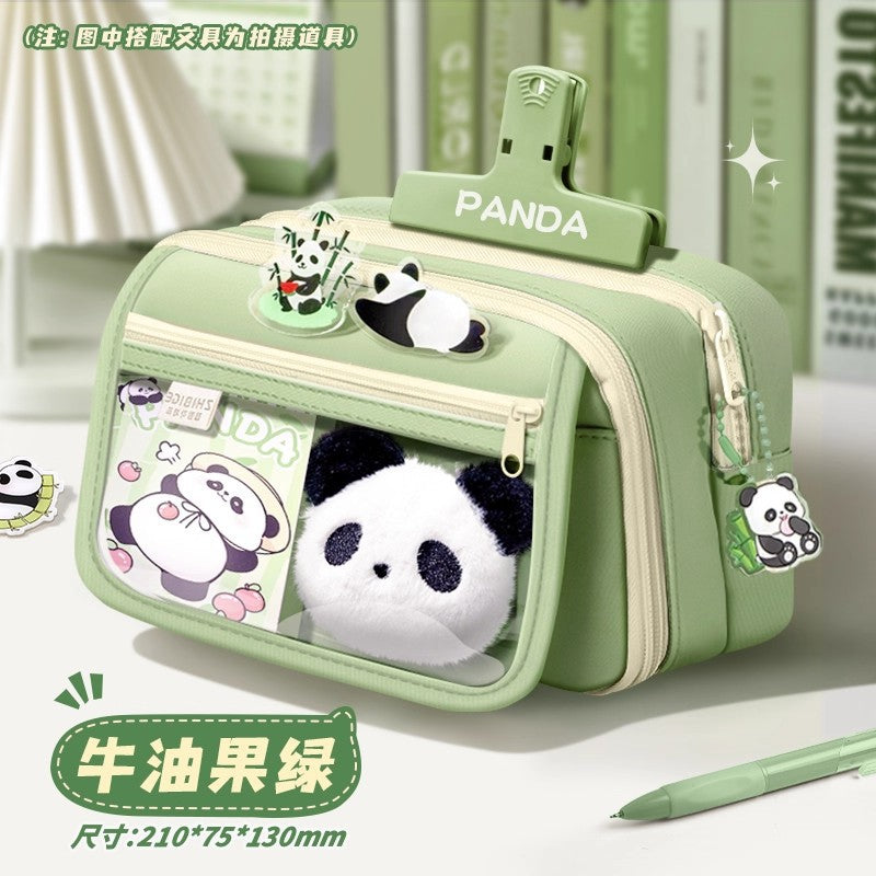 Super Popular Boys and Girls Large-Capacity Junior High School Students and Primary School Students Pencil Stationery Box Transparent Stationery Bag Ins Style Pencil Bag