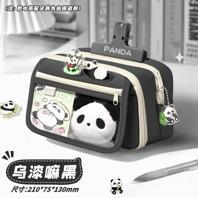 Super Popular Boys and Girls Large-Capacity Junior High School Students and Primary School Students Pencil Stationery Box Transparent Stationery Bag Ins Style Pencil Bag