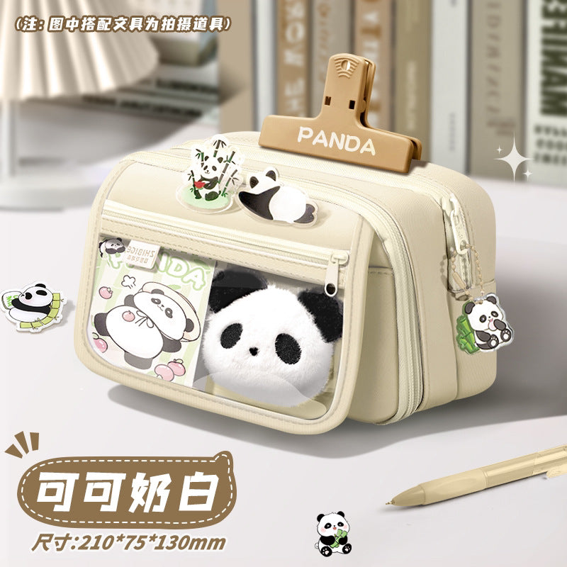 Super Popular Boys and Girls Large-Capacity Junior High School Students and Primary School Students Pencil Stationery Box Transparent Stationery Bag Ins Style Pencil Bag