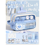 Super Popular Boys and Girls Large-Capacity Junior High School Students and Primary School Students Pencil Stationery Box Transparent Stationery Bag Ins Style Pencil Bag