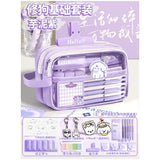 Super Popular Boys and Girls Large-Capacity Junior High School Students and Primary School Students Pencil Stationery Box Transparent Stationery Bag Ins Style Pencil Bag