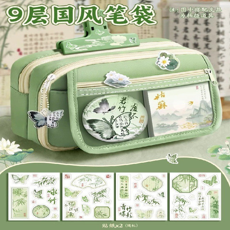 Super Popular Boys and Girls Large-Capacity Junior High School Students and Primary School Students Pencil Stationery Box Transparent Stationery Bag Ins Style Pencil Bag