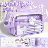 Super Popular Boys and Girls Large-Capacity Junior High School Students and Primary School Students Pencil Stationery Box Transparent Stationery Bag Ins Style Pencil Bag