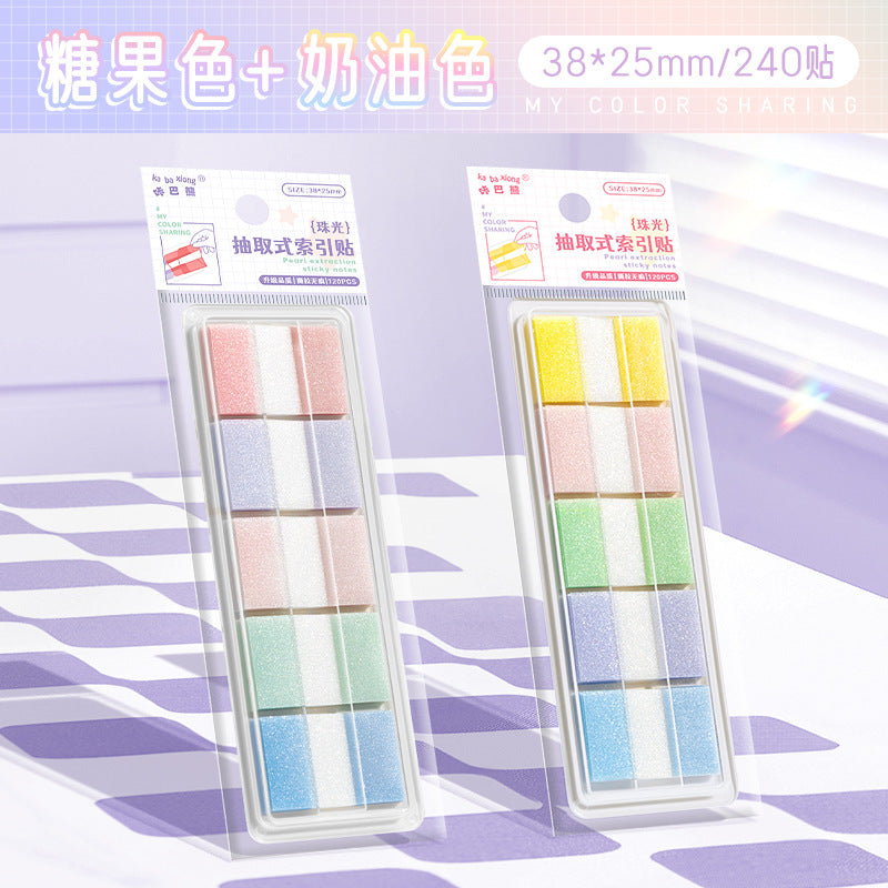 Kaba Bear Pearlescent Index Sticker Removable Post-It Notes Students Can Write Transparent Memo Notes with Strong Stickiness