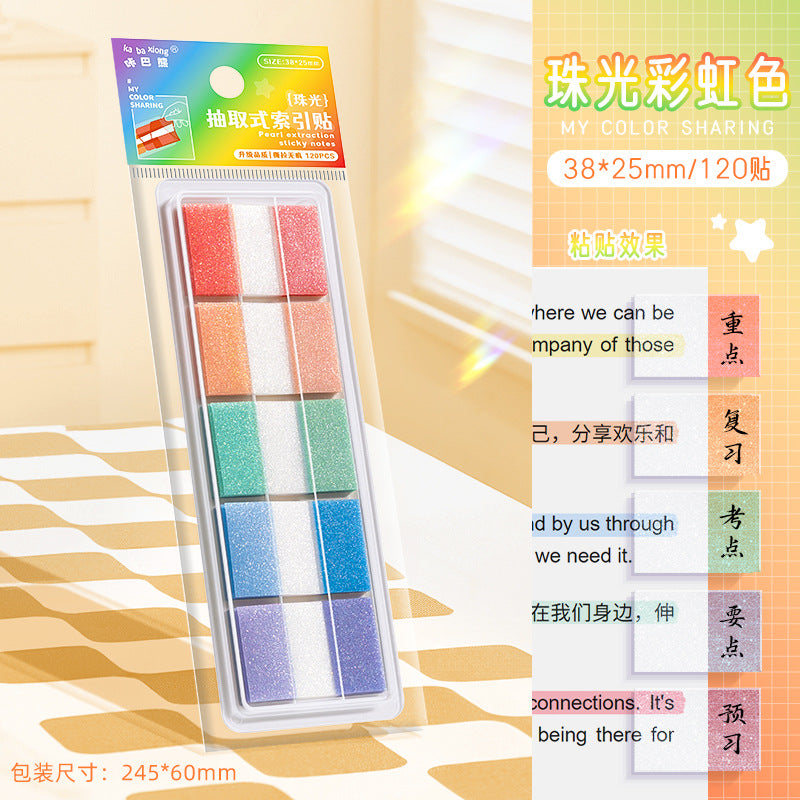 Kaba Bear Pearlescent Index Sticker Removable Post-It Notes Students Can Write Transparent Memo Notes with Strong Stickiness
