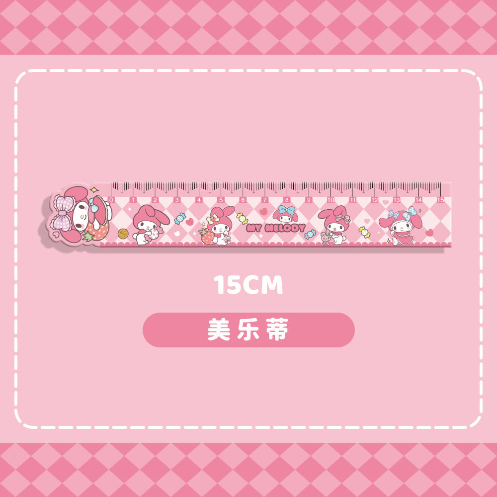 Cartoon Cute Sanrio Straight Ruler with High Appearance Value Kuromi Cinnamon Dog Acrylic 15cm for Primary School Students