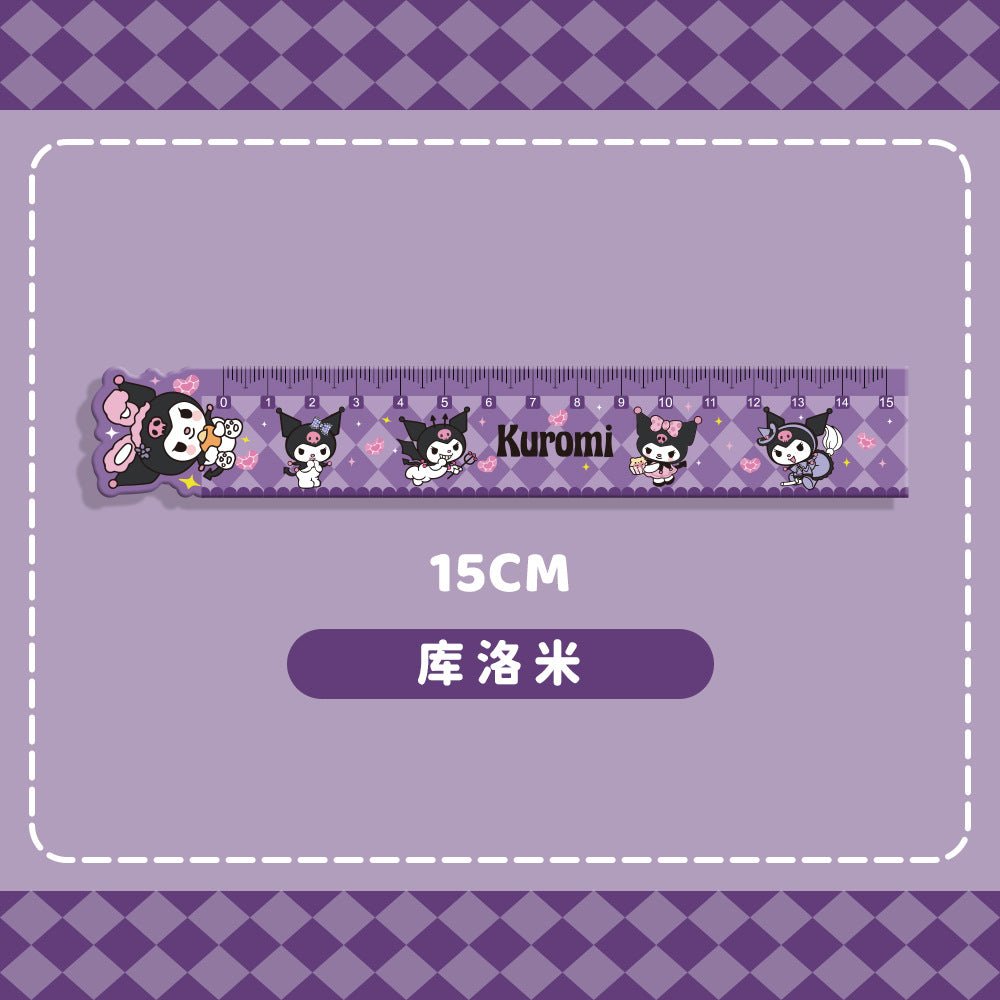 Cartoon Cute Sanrio Straight Ruler with High Appearance Value Kuromi Cinnamon Dog Acrylic 15cm for Primary School Students