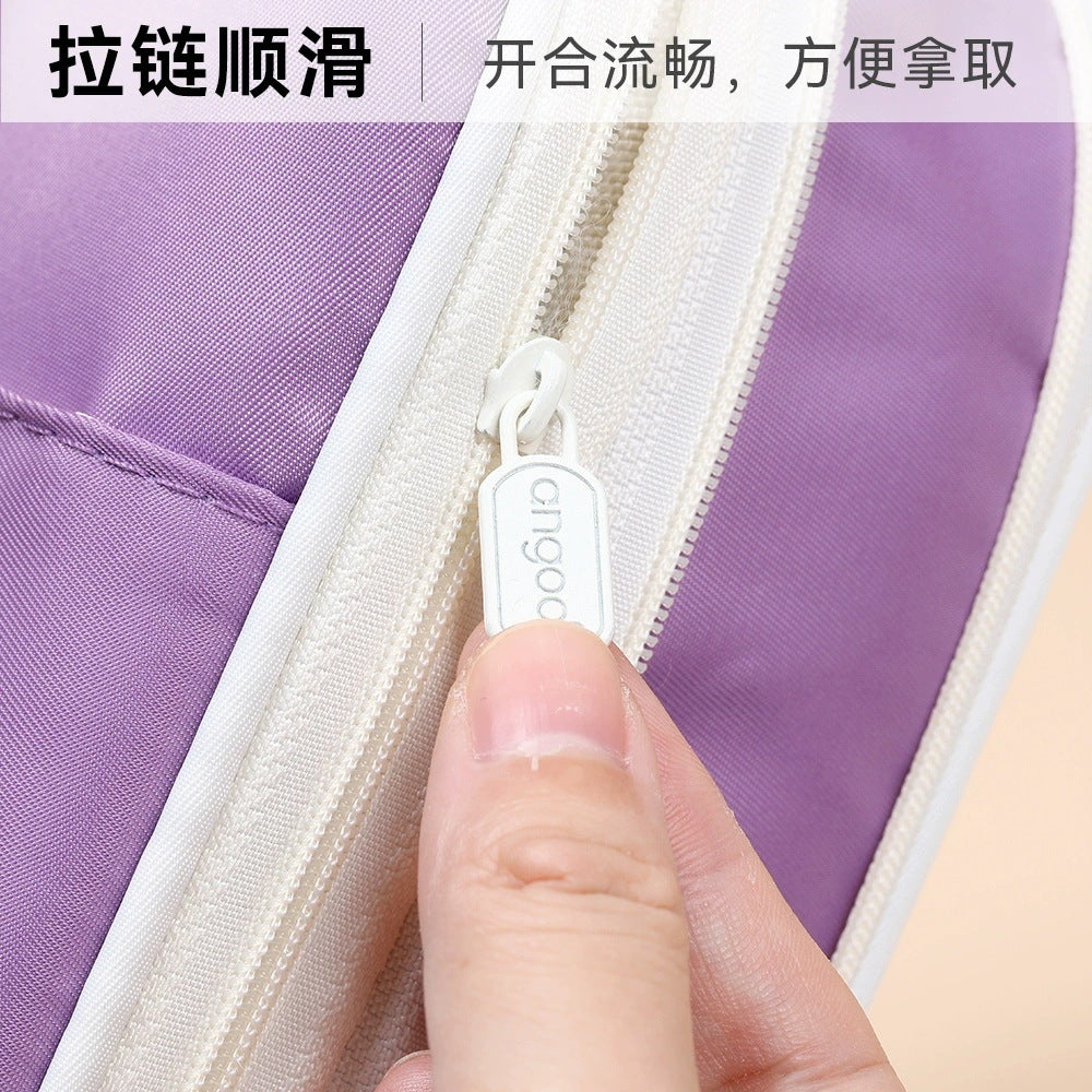 Cross-Border Retractable Kokuyo Pencil Case for Elementary School Students, Large Capacity Macaron Color-Blocking Pencil Box, High-Value Simple Stationery Box