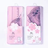 Student drawing set ruler plastic ruler triangle ruler protractor set ruler learning stationery plastic boxed set ruler