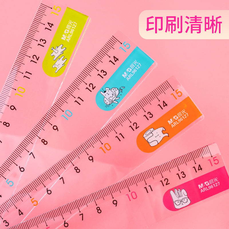 Morning Cg Light Soft Ruler with Wavy Lines 15cm 20cm Elementary School Student Stationery Set Multifunctional Transparent Plastic