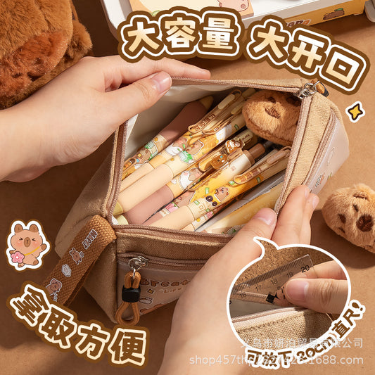 Kapibala Pencil Case Large Capacity Stationery Box for Girls and Boys Stationery Bag Pencil Box Student Supplies Cute Storage