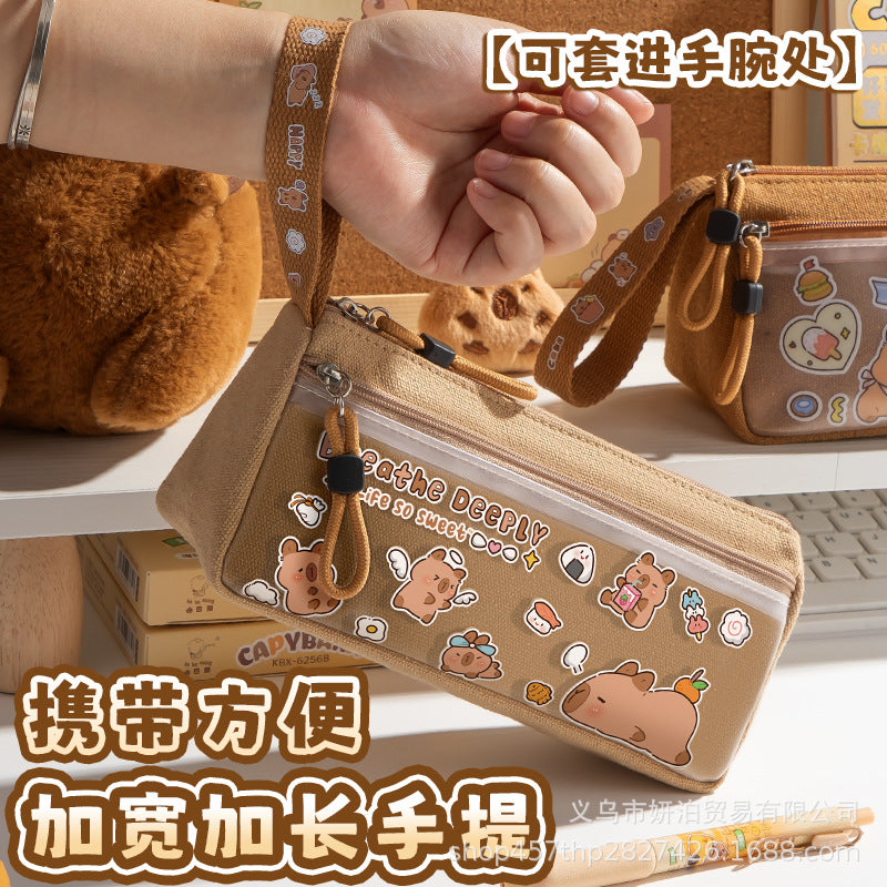 Kapibala Pencil Case Large Capacity Stationery Box for Girls and Boys Stationery Bag Pencil Box Student Supplies Cute Storage