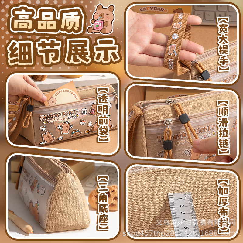 Kapibala Pencil Case Large Capacity Stationery Box for Girls and Boys Stationery Bag Pencil Box Student Supplies Cute Storage