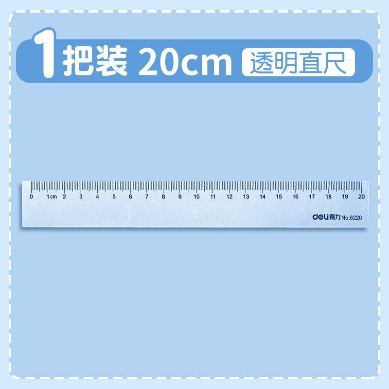 Deli 6235 ruler plastic 18cm cm with wave transparent ruler student stationery ruler drawing drawing