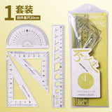 20cm Soft Ruler Four-Piece Set of Rulers for Students to Draw with Triangular Rulers and Protractors Multi-Specification Ruler Sets Wholesale