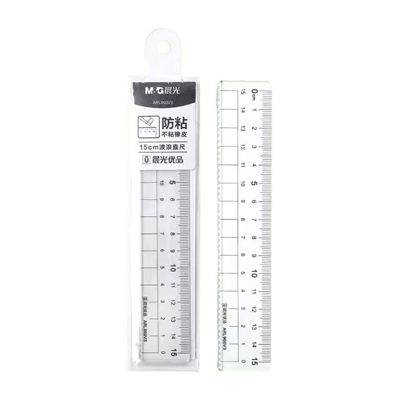 Morning Light Transparent Ruler Student Exam Drawing Measuring Ruler 15cm Wavy Soft Ruler Aluminum Alloy 20cm Plastic