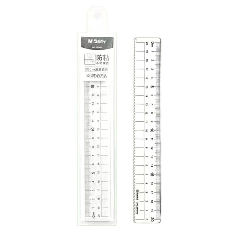 Morning Light Transparent Ruler Student Exam Drawing Measuring Ruler 15cm Wavy Soft Ruler Aluminum Alloy 20cm Plastic