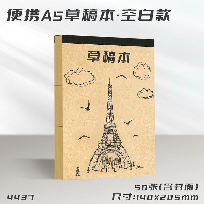 School Exam Practice Portable Sketchbook for Primary and Secondary School Students, Thickened Partitioned Draft Paper, Eye Protection, Math Calculation