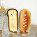 Plush Pencil Case in the Shape of a Toast Bread, Large Capacity, Cute and Creative Japanese-Style Stationery Box for Middle School Students