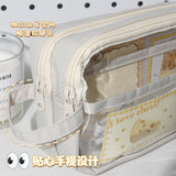 Portable Pencil Case with Large Capacity and Visible Window, Stationery Storage Bag, Ins-Style, Simple, Lightweight for Primary and Secondary Schools