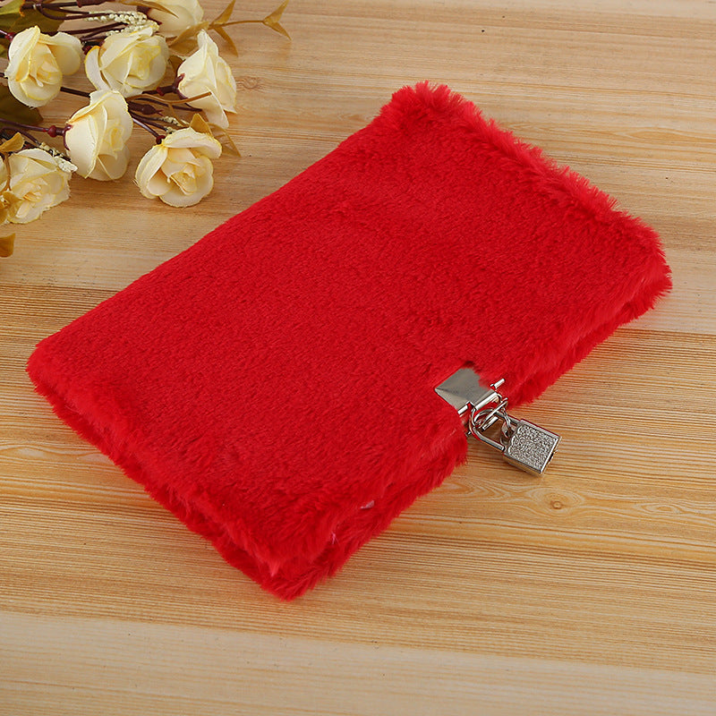 New Customizable Creative Cute Student Plush Diary with Lock Notepad School Gift Notebook