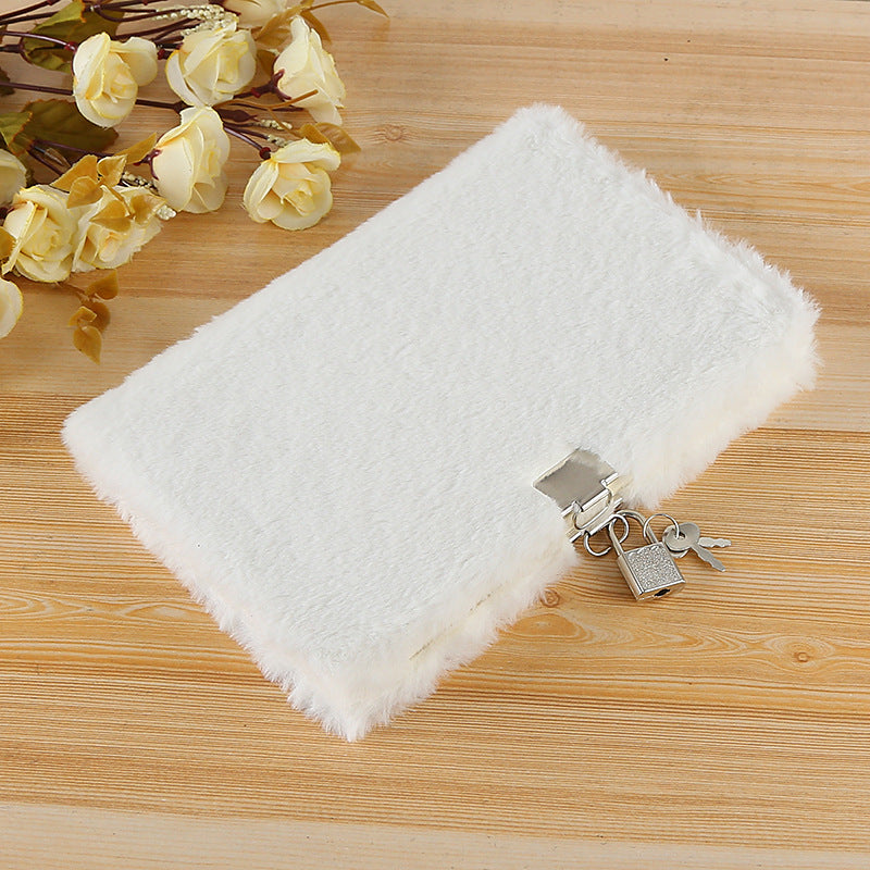 New Customizable Creative Cute Student Plush Diary with Lock Notepad School Gift Notebook