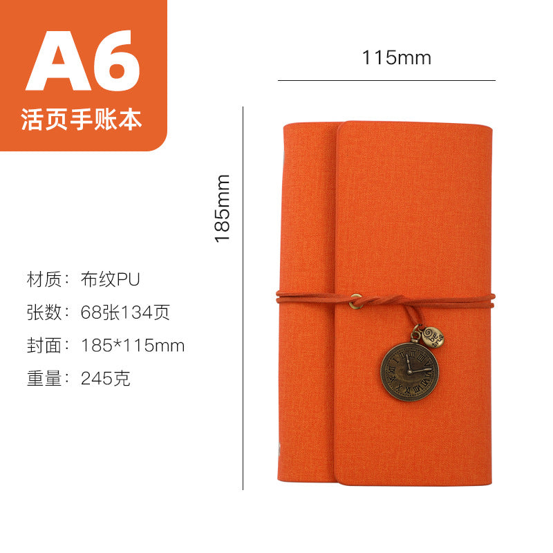 A6 strap hand ledger custom retro three-fold loose-leaf notebook campus student notepad cover logo custom