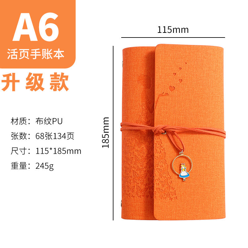 A6 strap hand ledger custom retro three-fold loose-leaf notebook campus student notepad cover logo custom