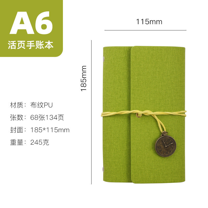 A6 strap hand ledger custom retro three-fold loose-leaf notebook campus student notepad cover logo custom