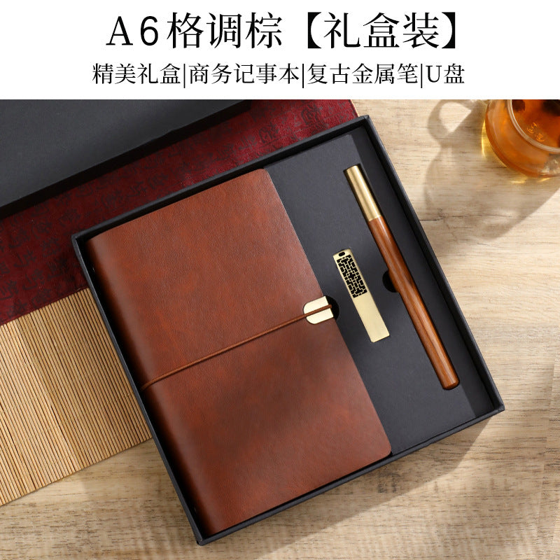 A6 strap hand ledger custom retro three-fold loose-leaf notebook campus student notepad cover logo custom