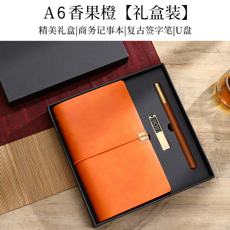 A6 strap hand ledger custom retro three-fold loose-leaf notebook campus student notepad cover logo custom