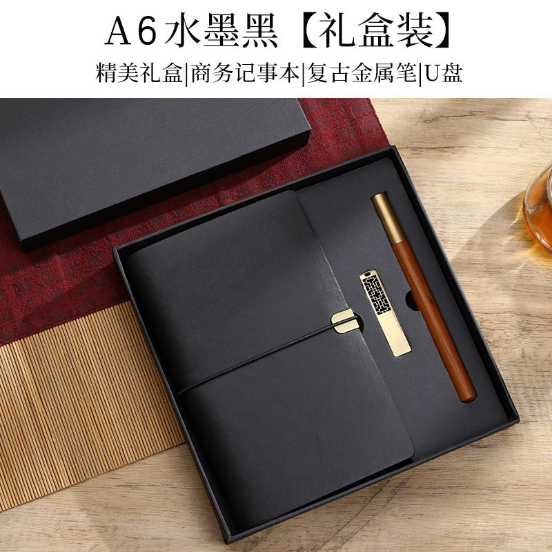 A6 strap hand ledger custom retro three-fold loose-leaf notebook campus student notepad cover logo custom